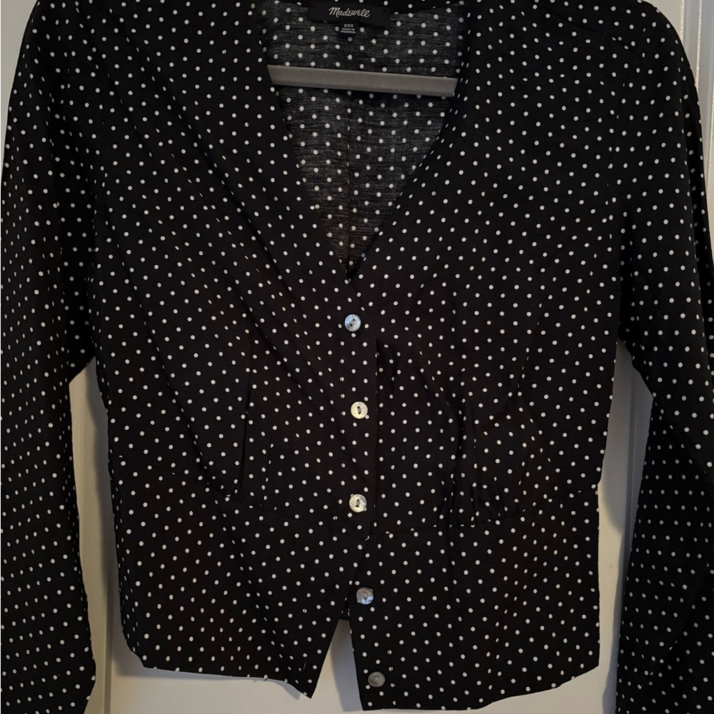 Madewell Black and White Polka Dot Top